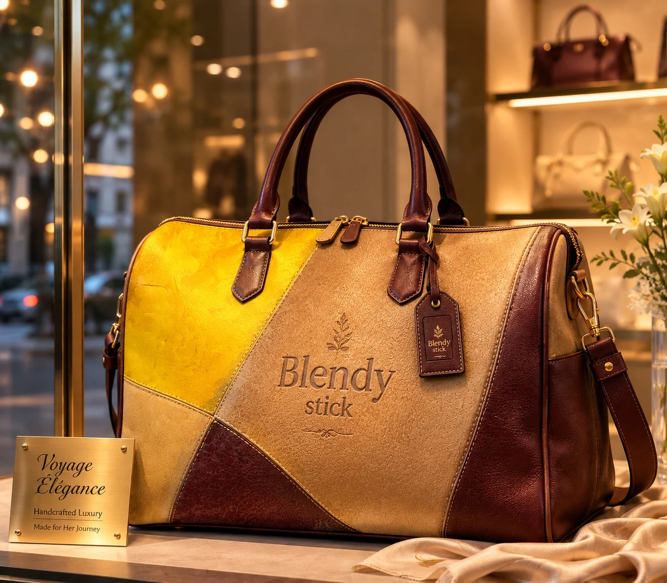 高級バッグのように展示されたBlendy stick